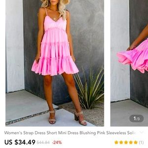 Spaghetti strap pink dress